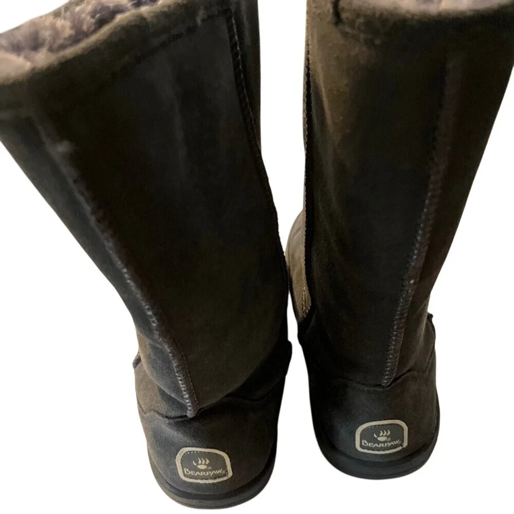 BEARPAW Women's Emma Tall Classic Suede Slip On Boot-Charcoal Grey‎  9M